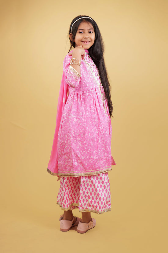 Printed Pink Girls Sharara Set