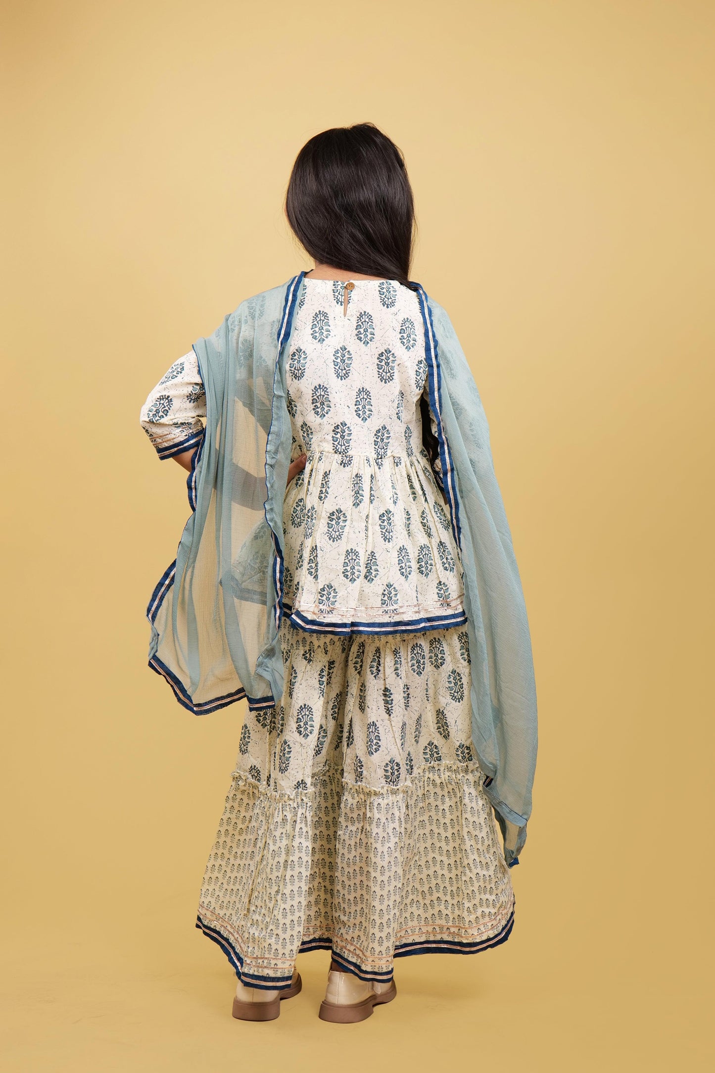 Printed Grey Girls Sharara Set