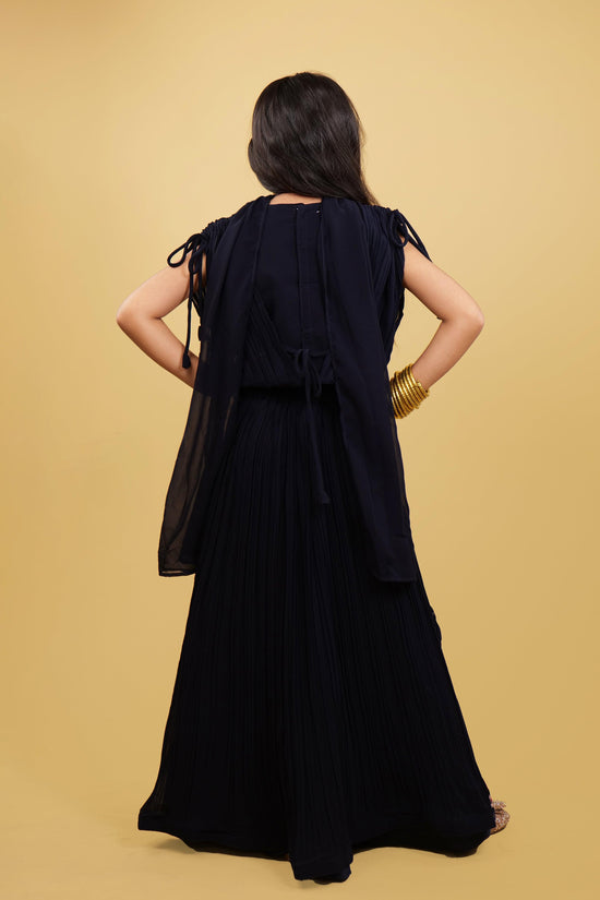 Navi Blue Lehenga Choli Set For Girls