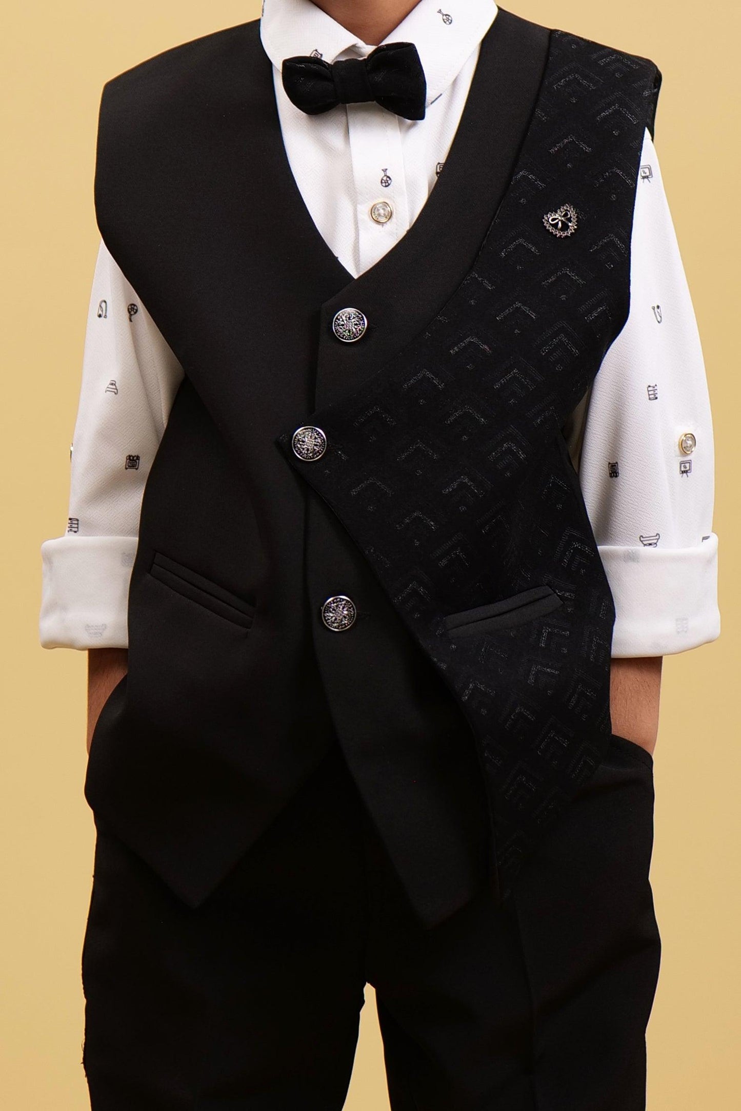 Black WaistCoat Sets For Boys