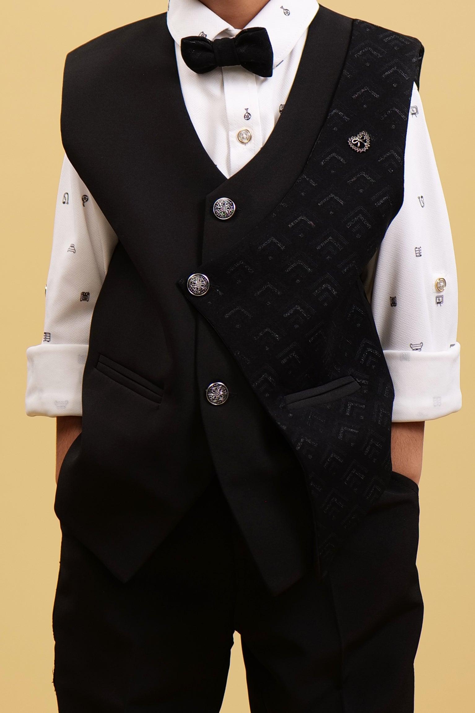 Black WaistCoat Sets For Boys