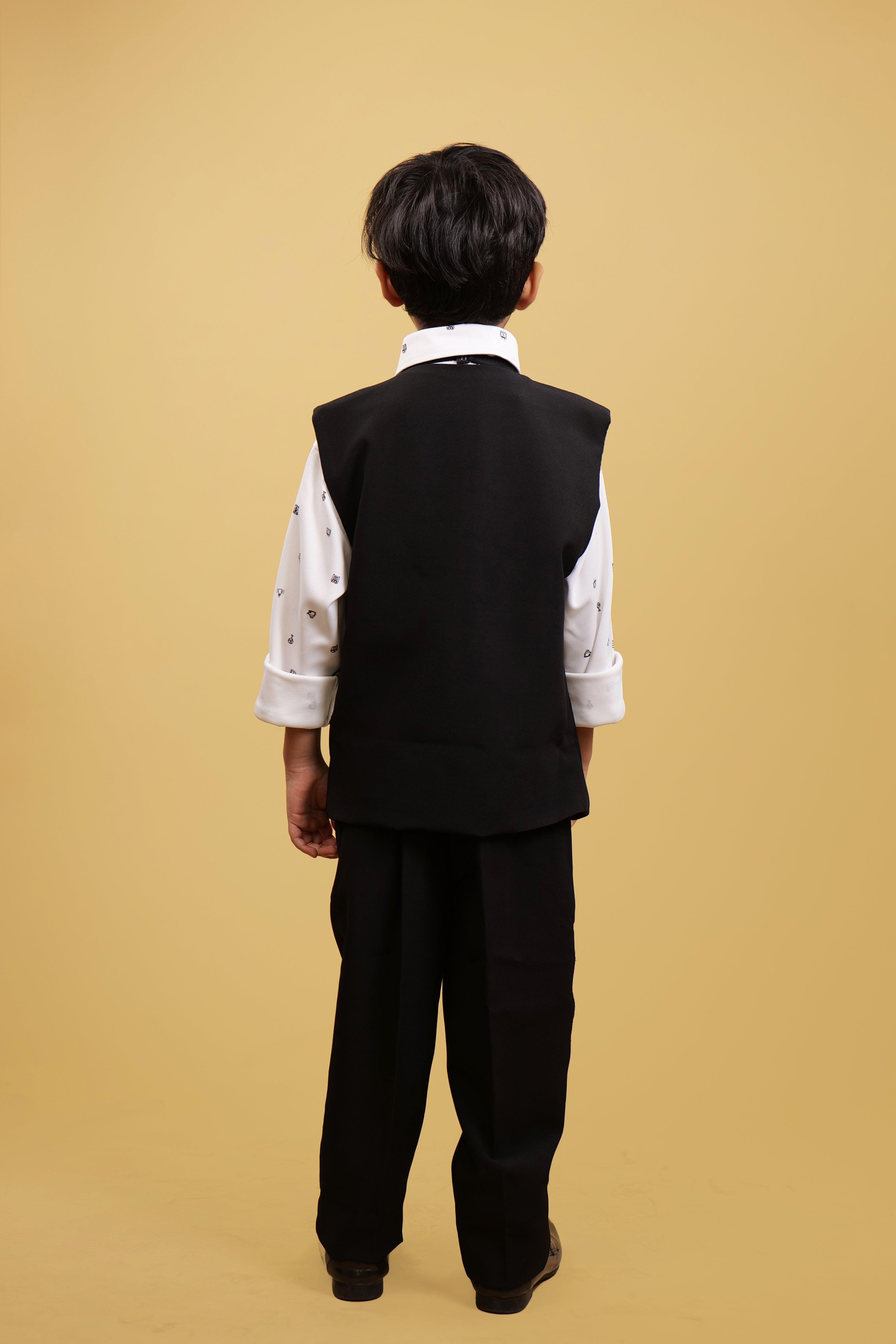 Black WaistCoat Sets For Boys