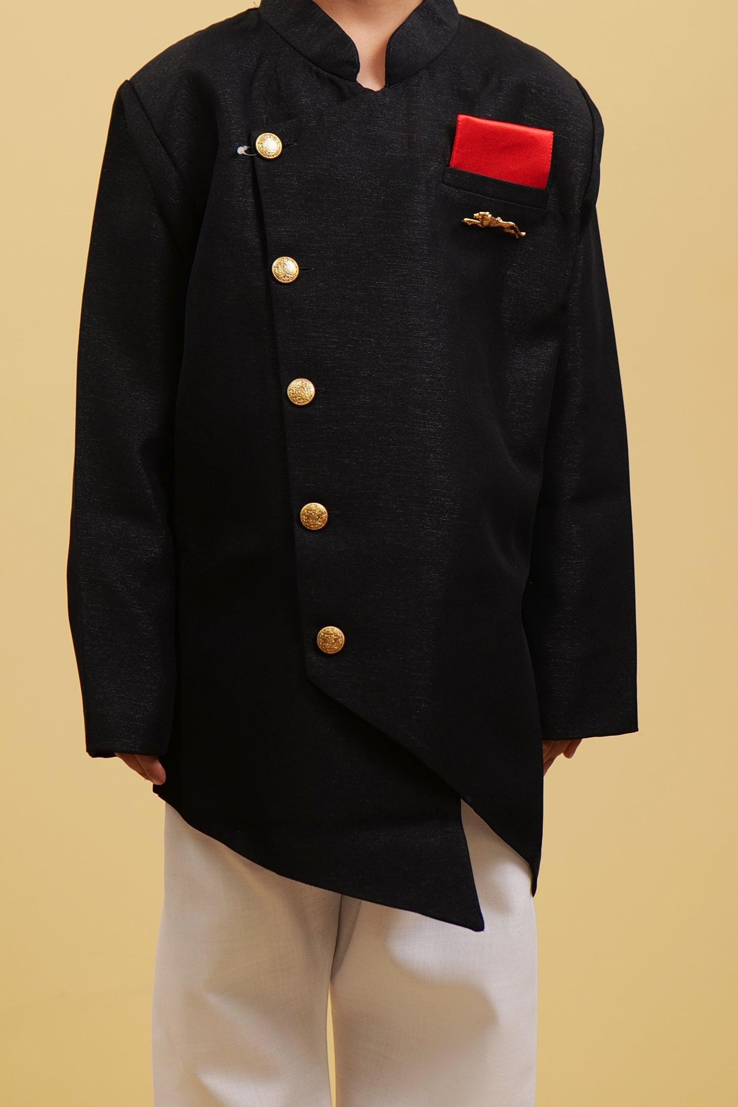 Black Indo-Western Set For Boys