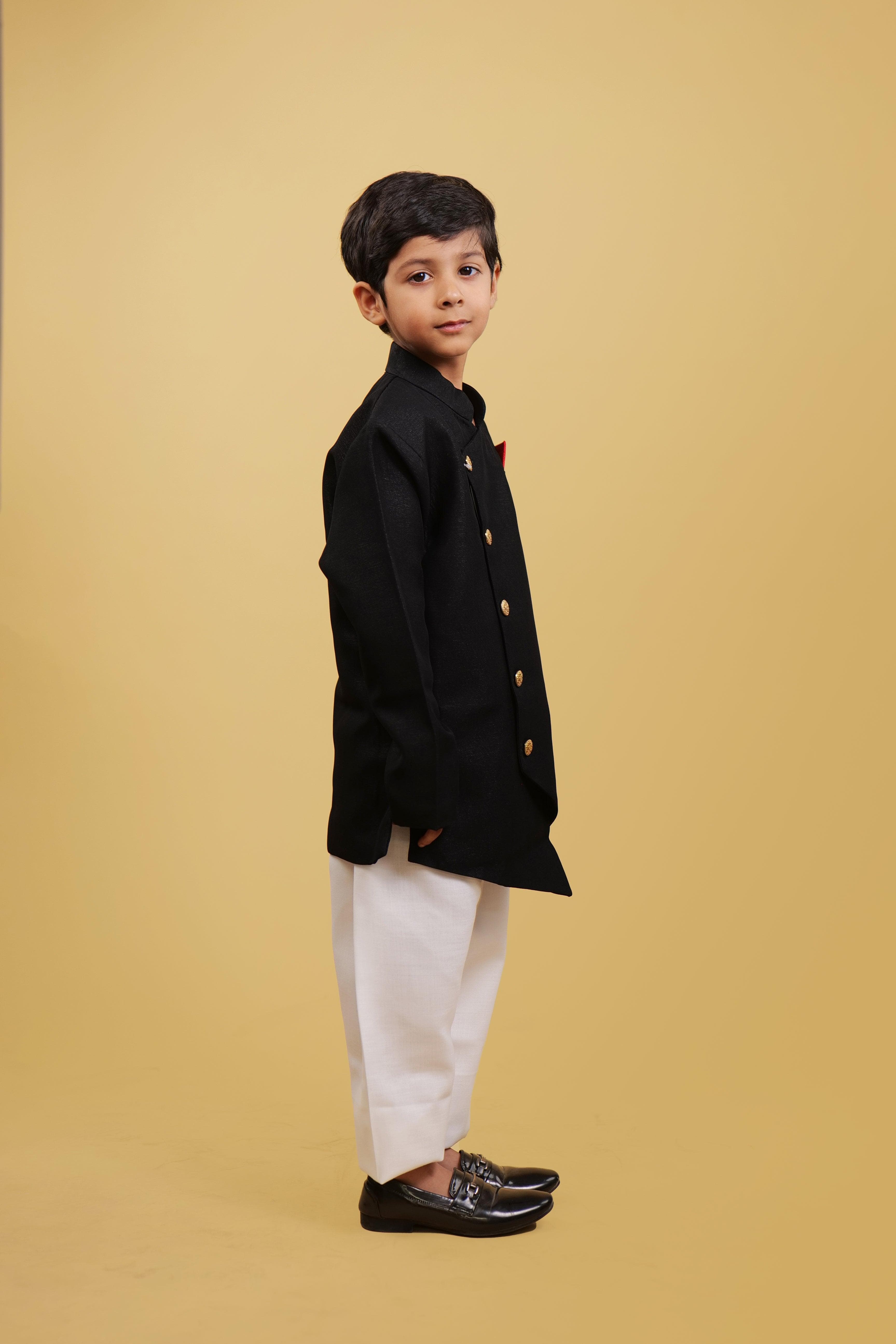 Black Indo-Western Set For Boys
