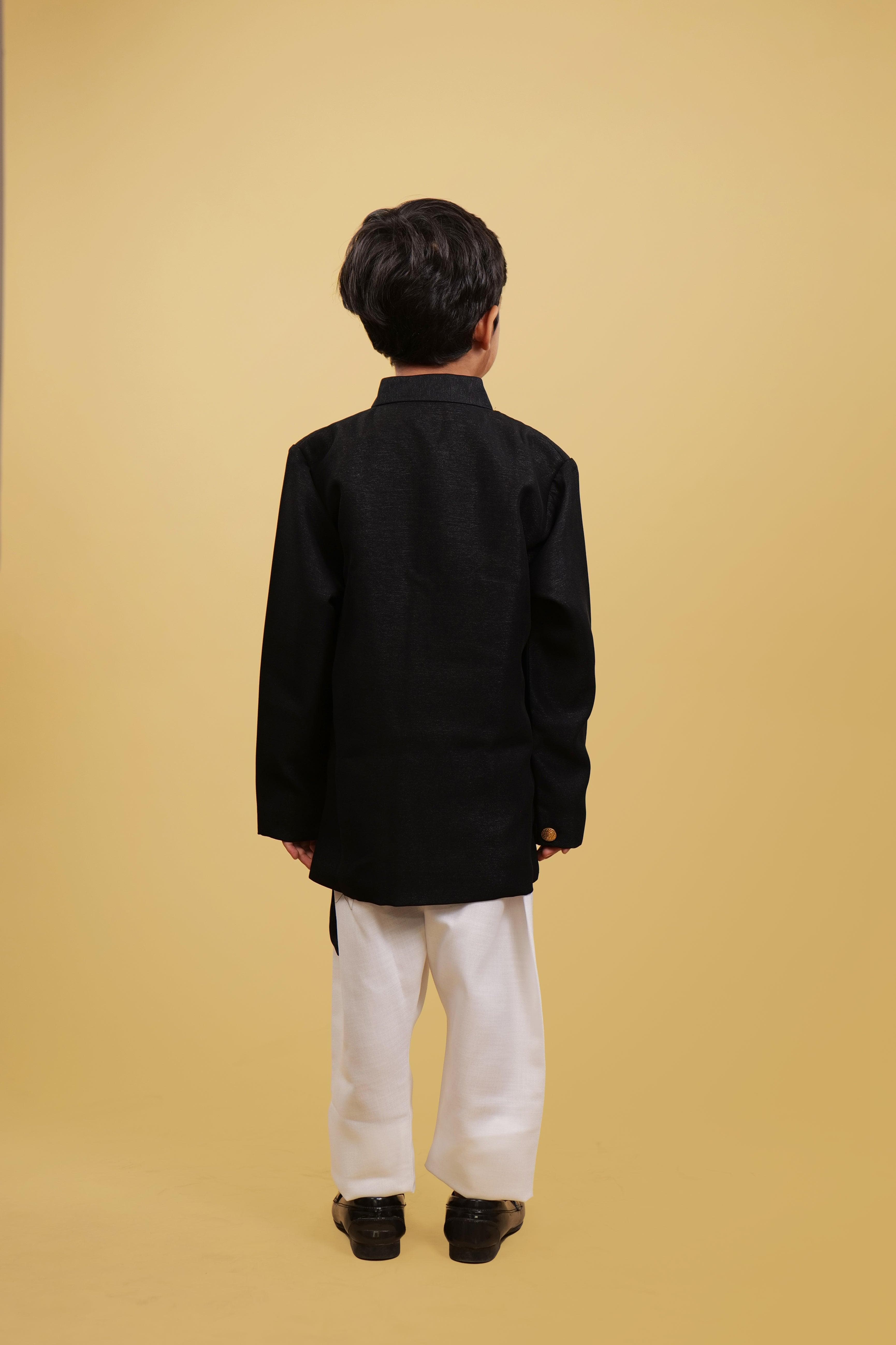 Black Indo-Western Set For Boys