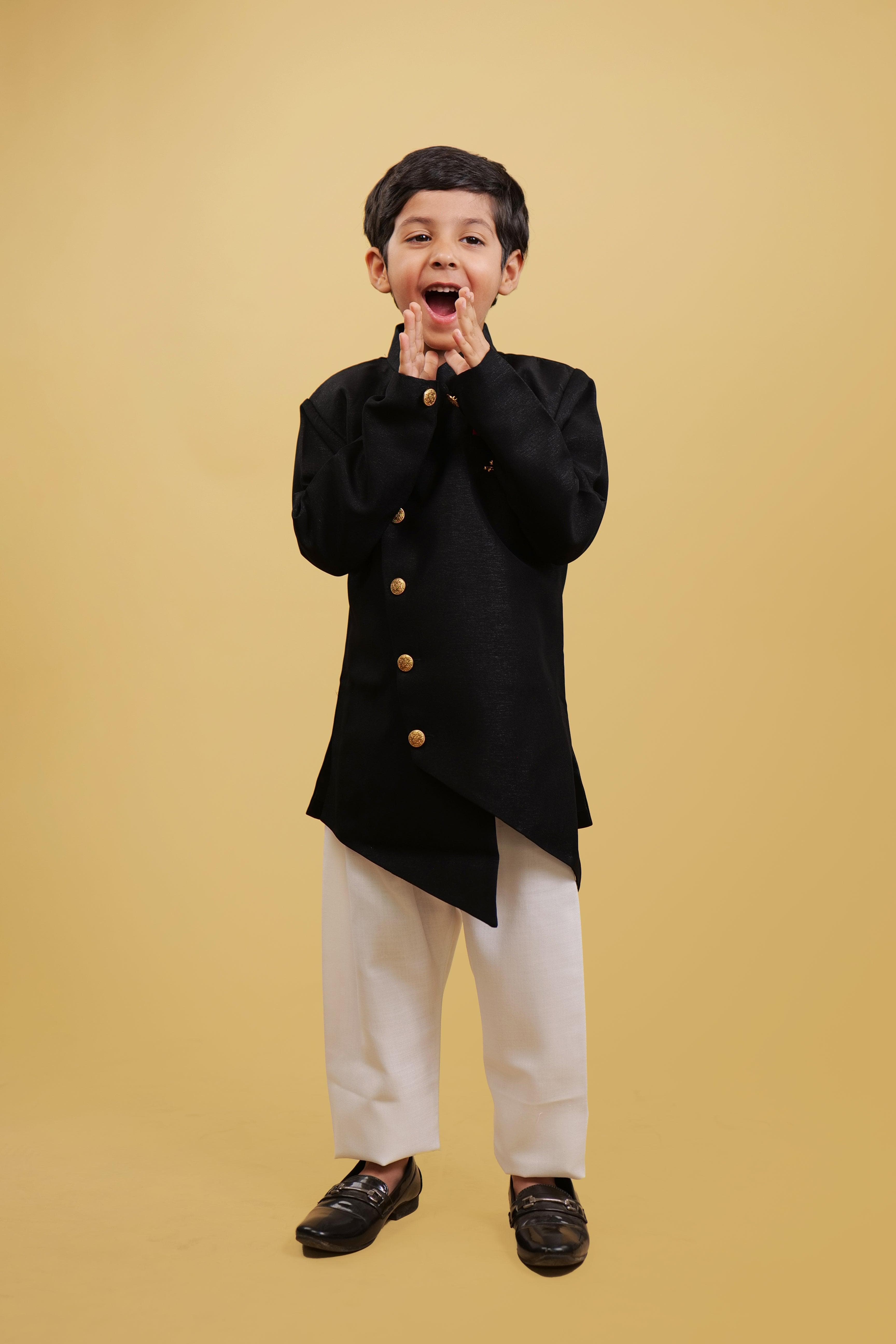 Black Indo-Western Set For Boys