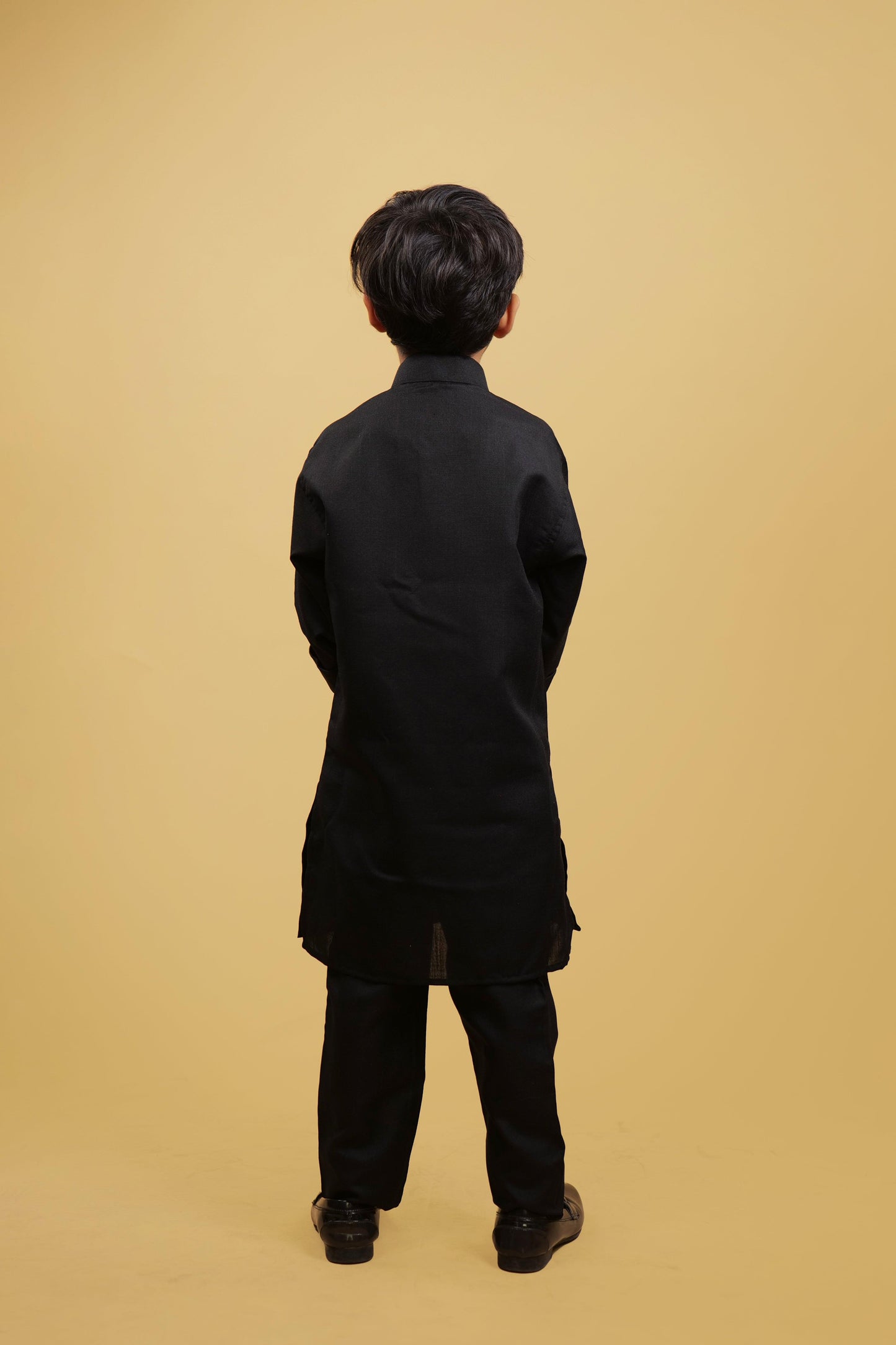 Black Kurta Pyjama For Boys | White Coty