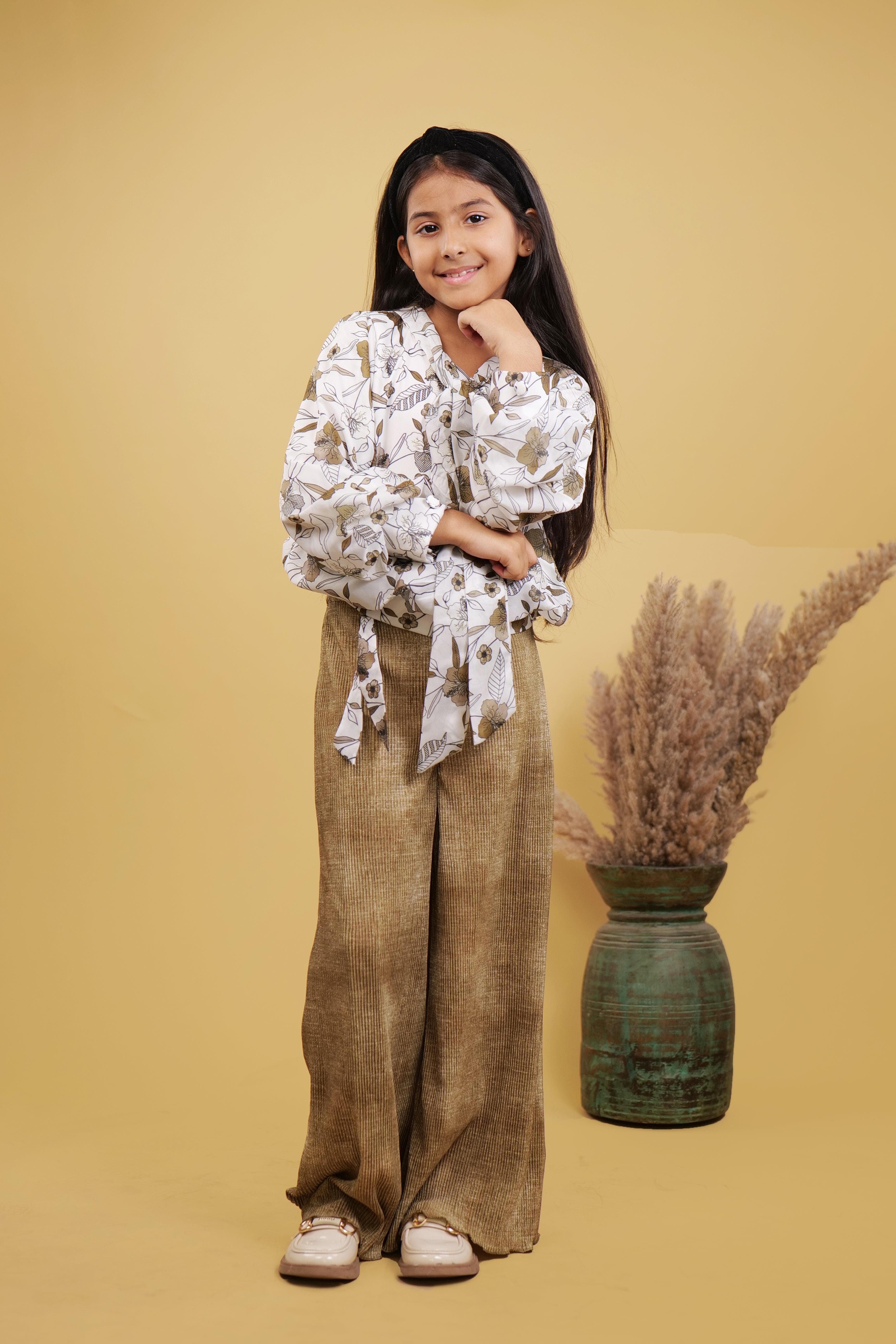 Shaded Brown Plazzo Set For Girls