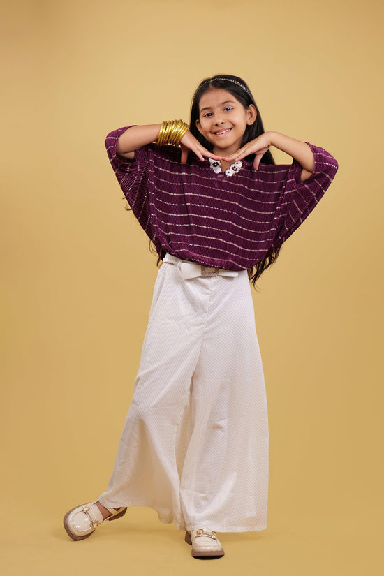 Stylish Wine Kaftan Top & Plazzo Set