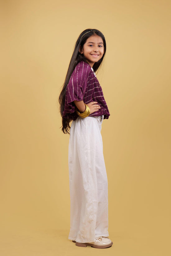 Stylish Wine Kaftan Top & Plazzo Set