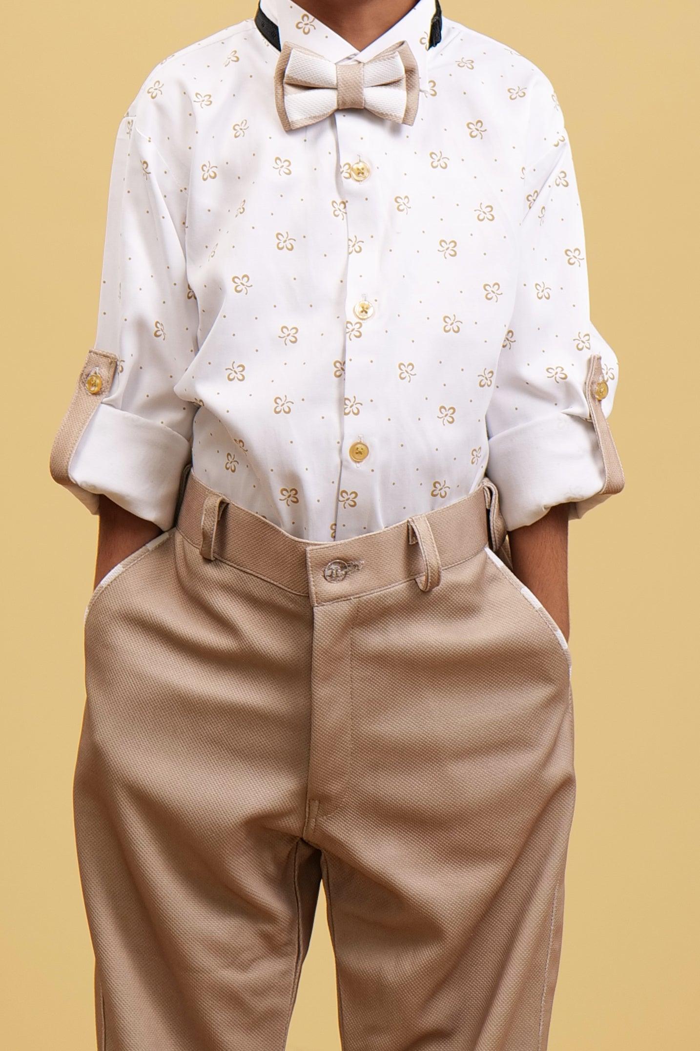 White Strips WaistCoat Set For Boys