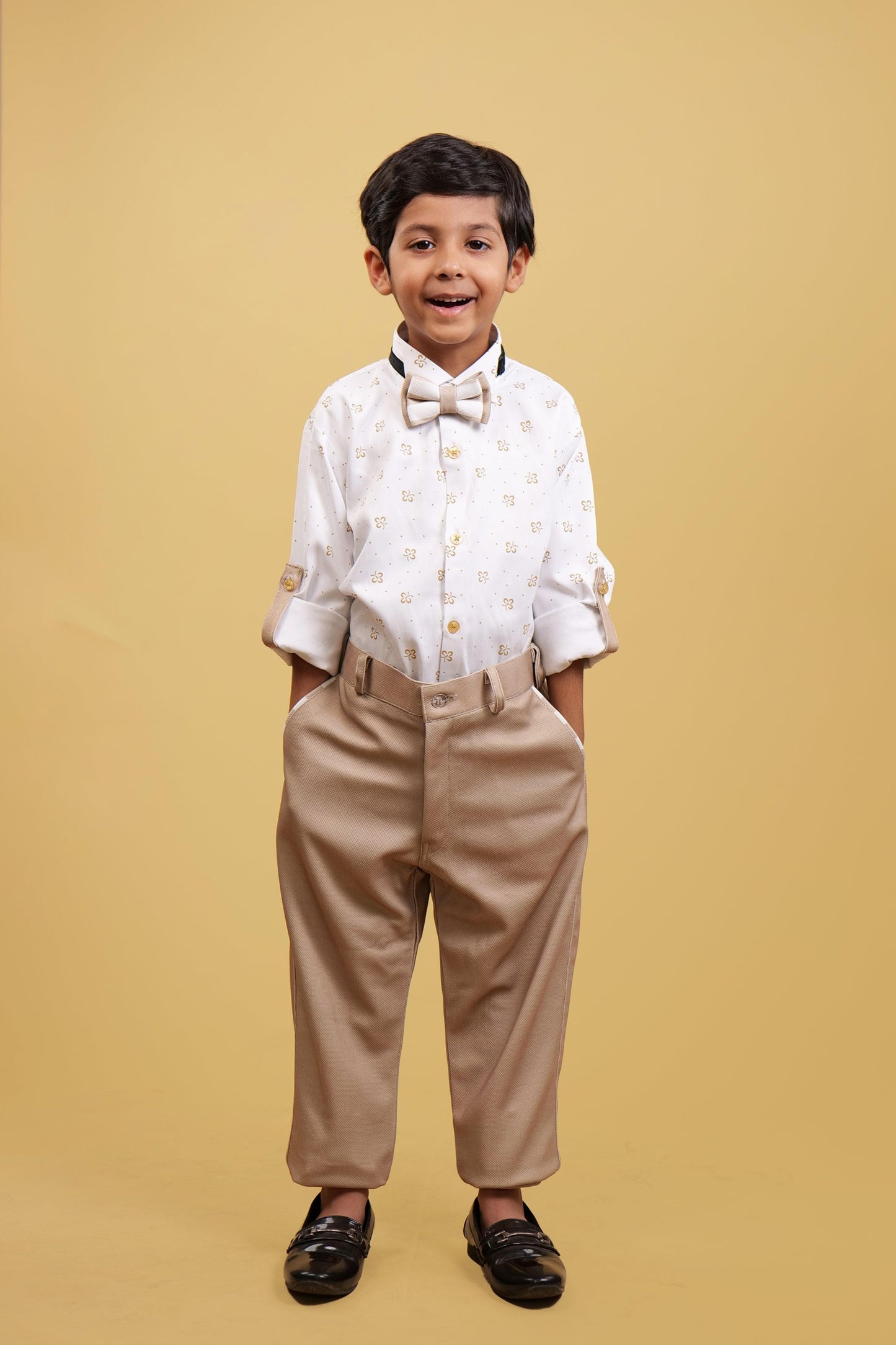 White Strips WaistCoat Set For Boys
