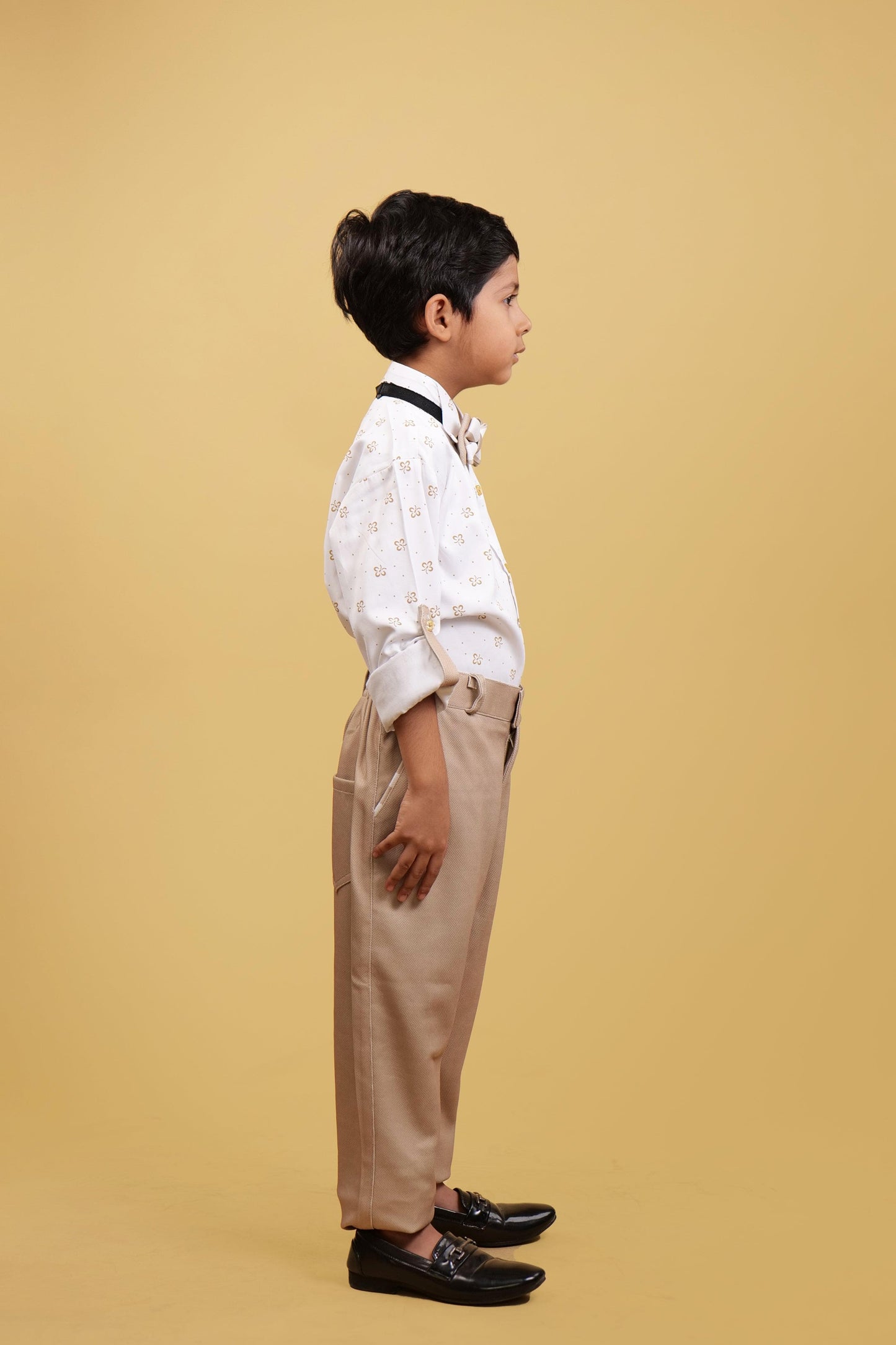 White Strips WaistCoat Set For Boys