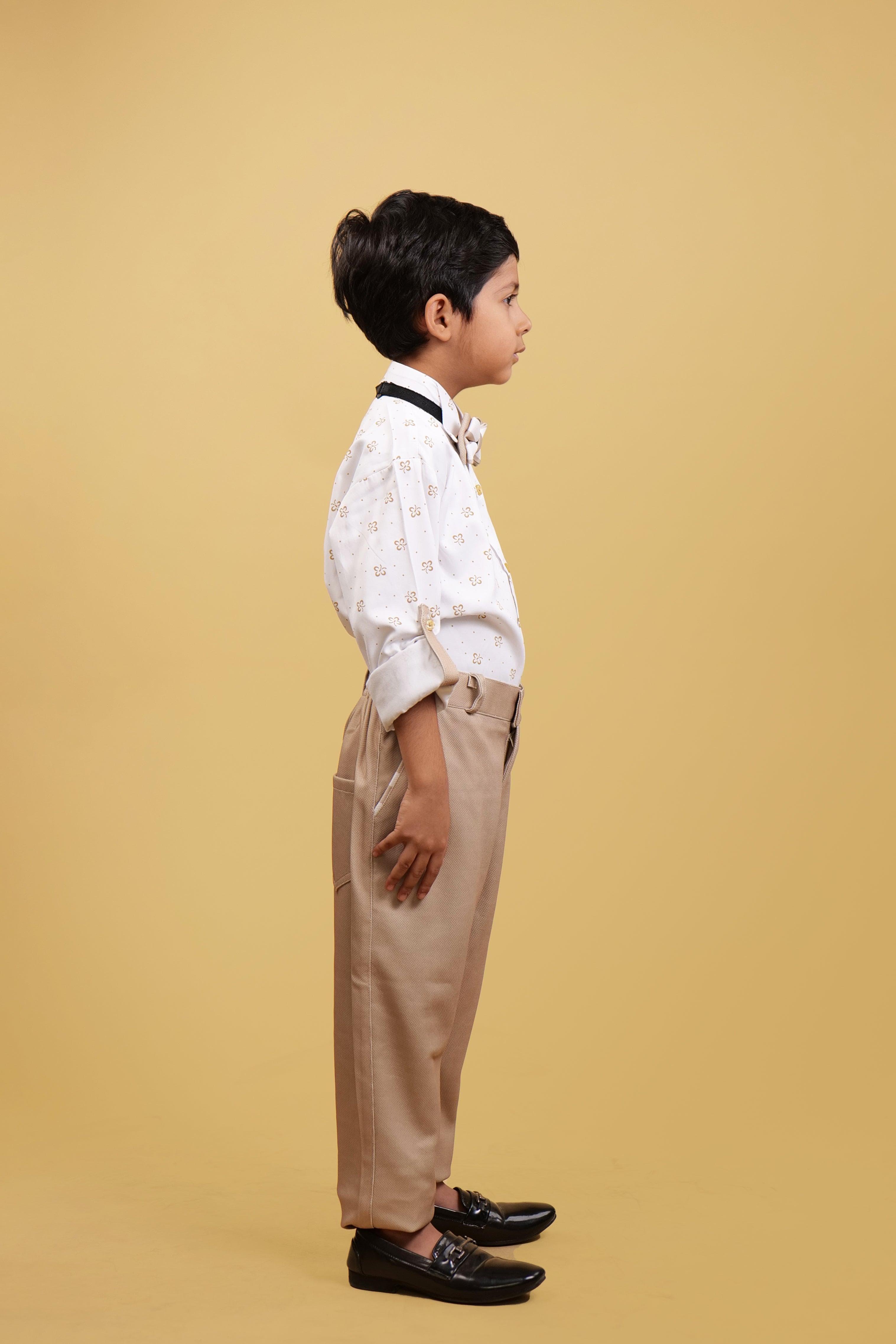 White Strips WaistCoat Set For Boys