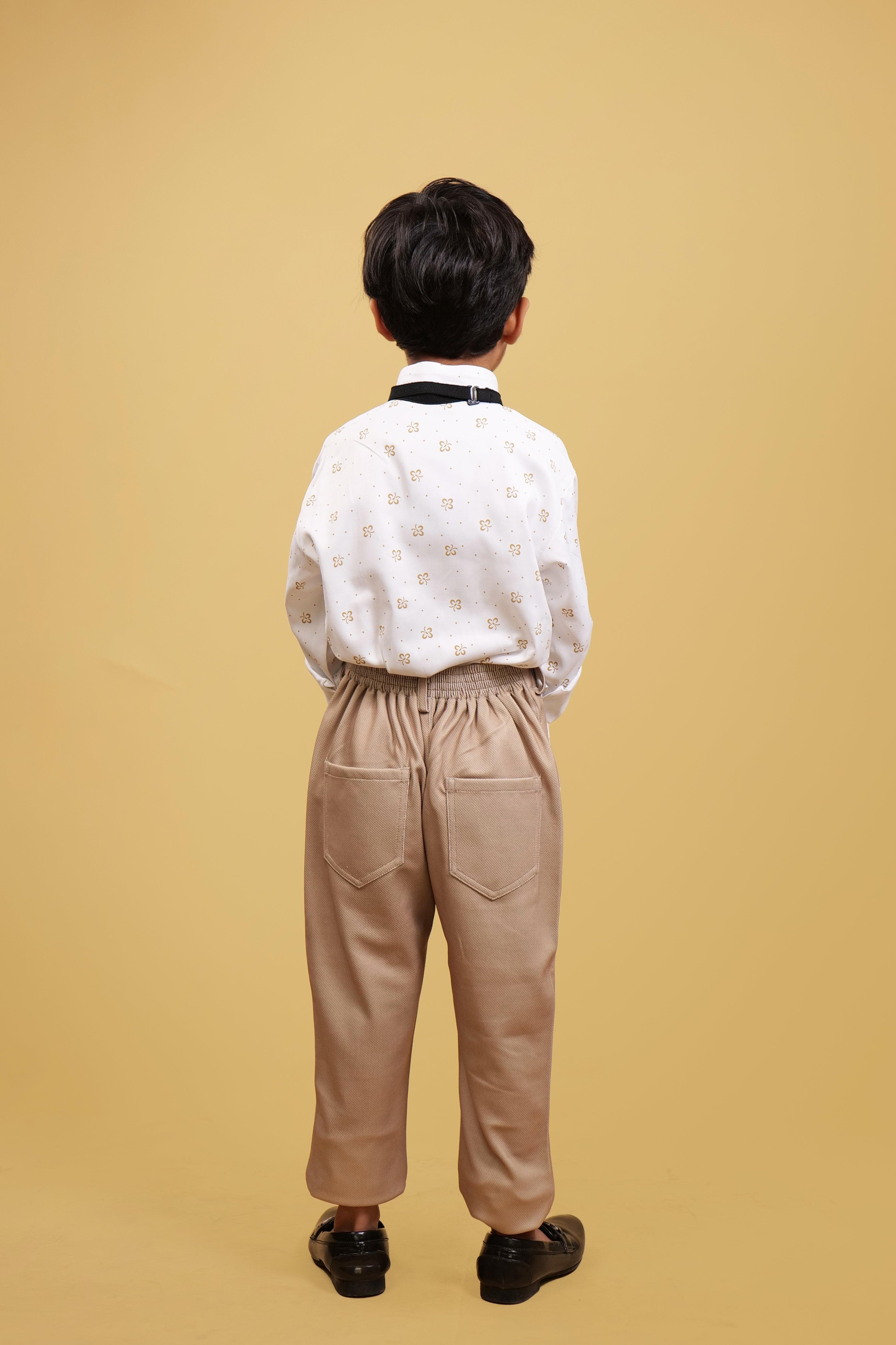 White Strips WaistCoat Set For Boys