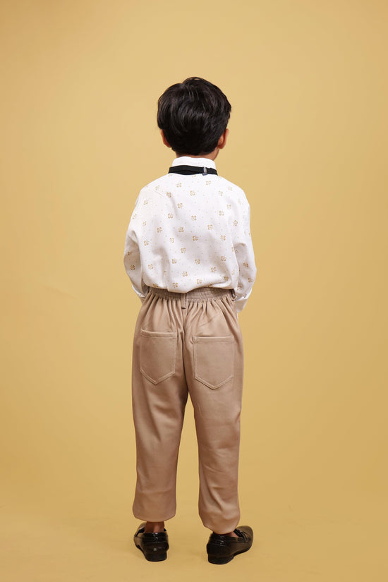 White Strips WaistCoat Set For Boys