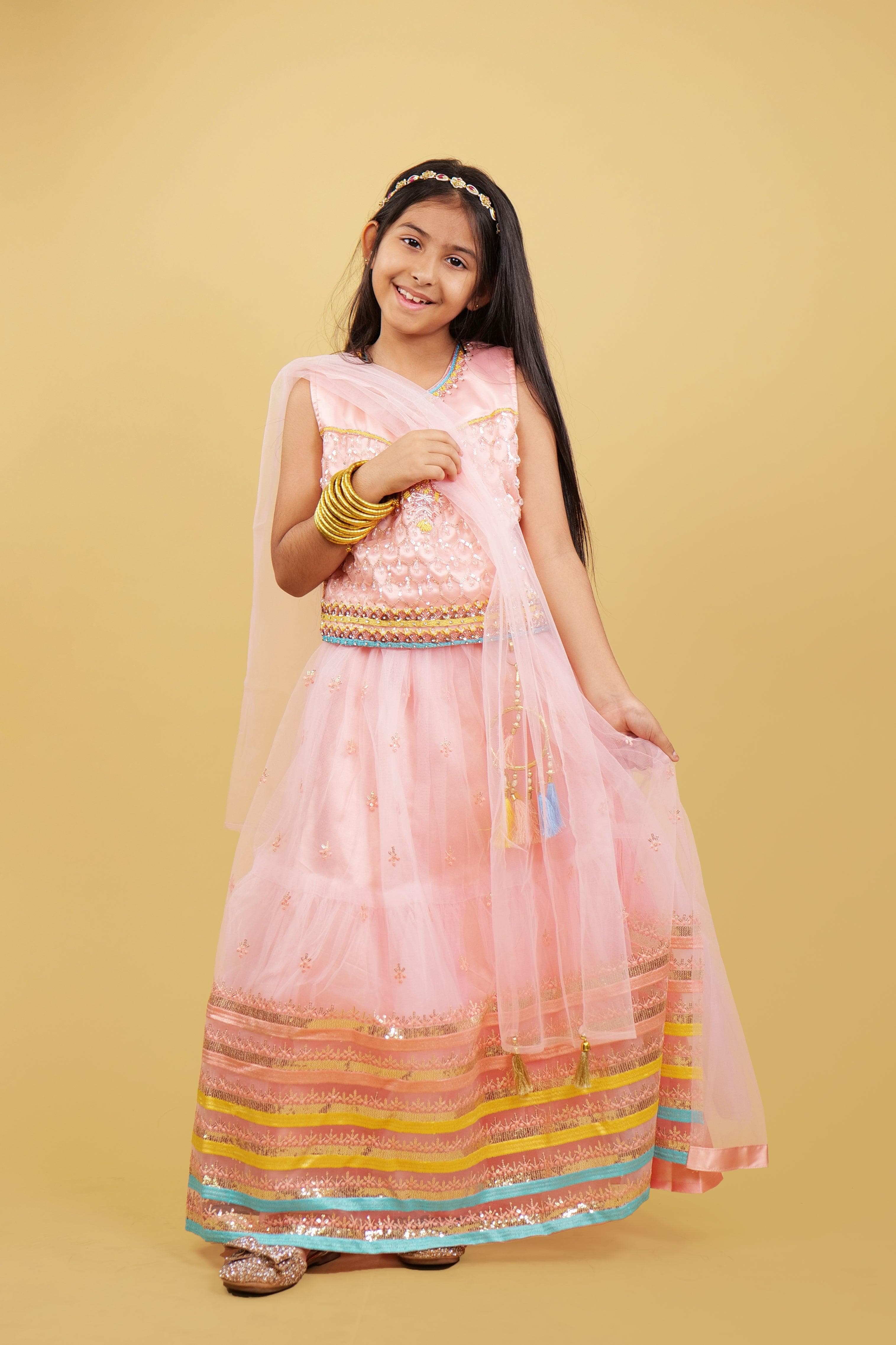 Pretty Pink Lehenga Choli For Girls