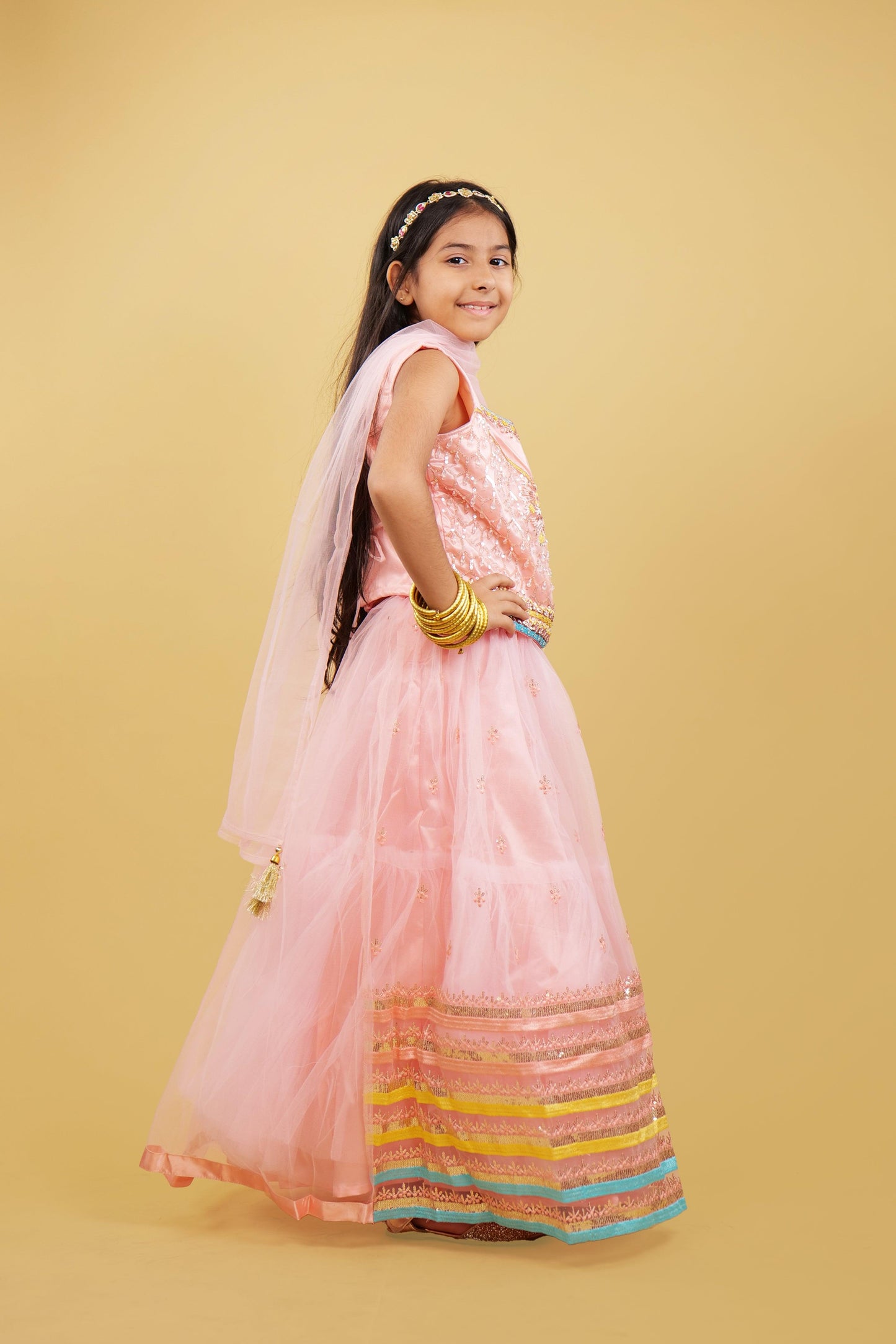 Pretty Pink Lehenga Choli For Girls