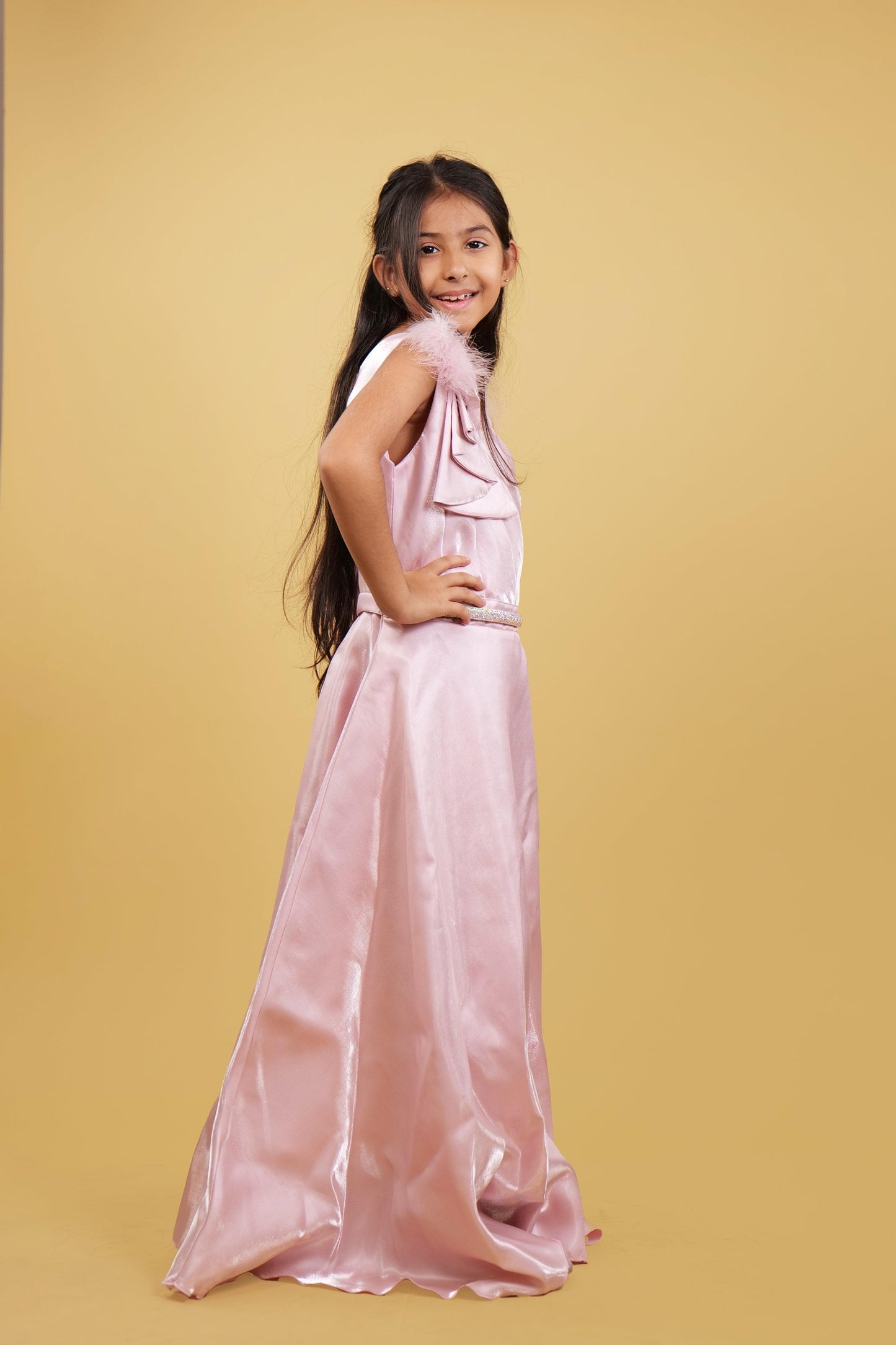 Shinny Peach Girls Western Gown