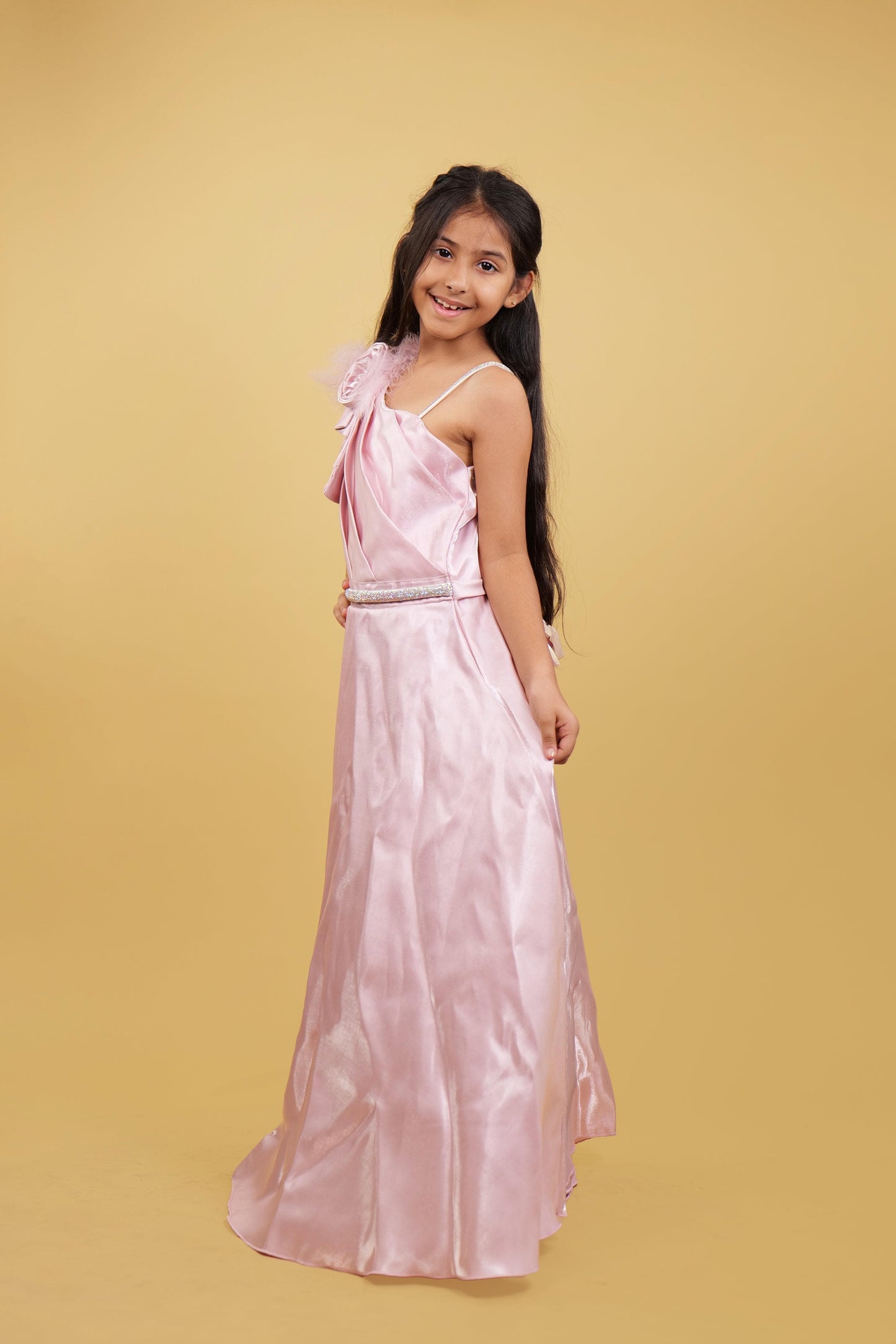 Shinny Peach Girls Western Gown