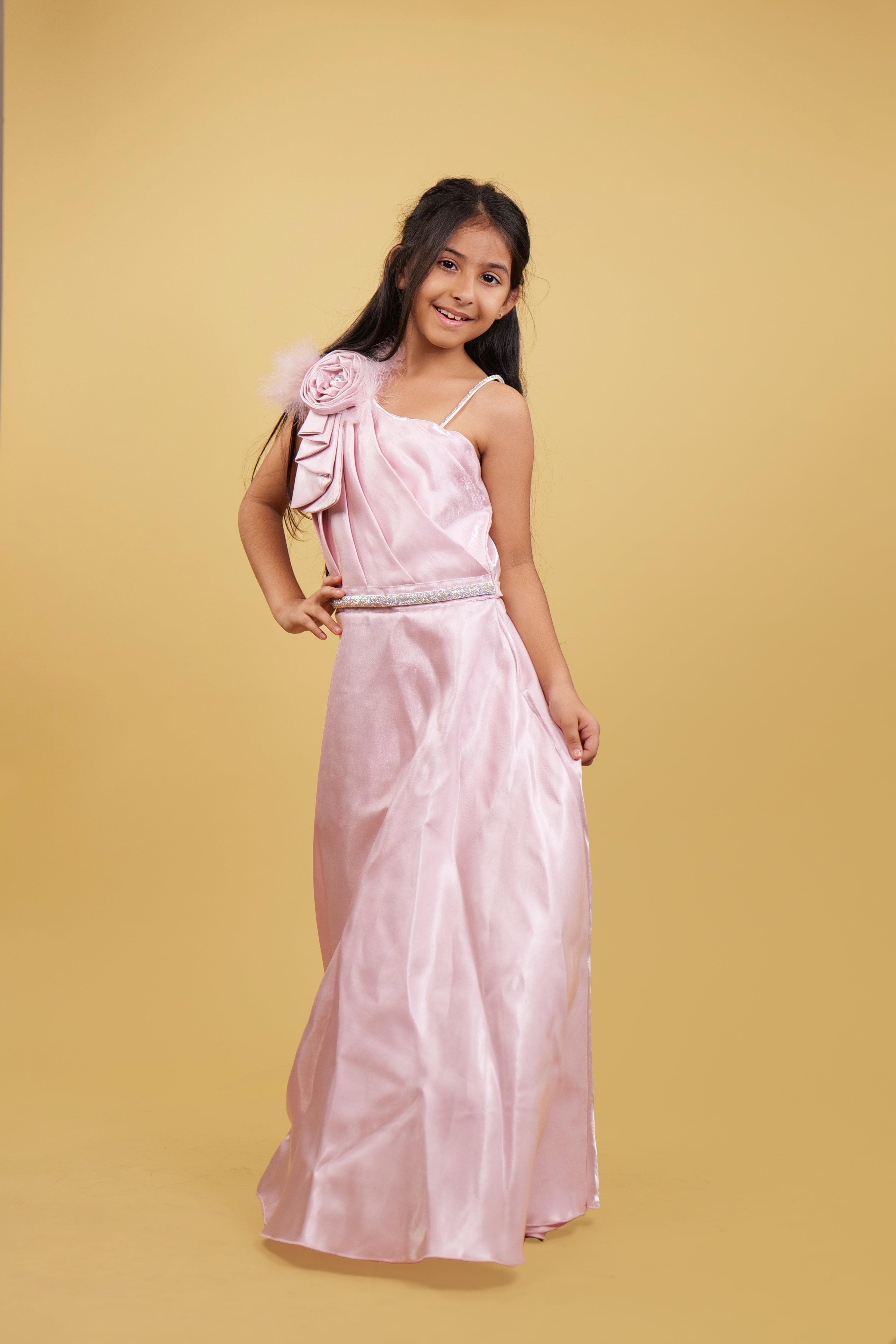 Shinny Peach Girls Western Gown