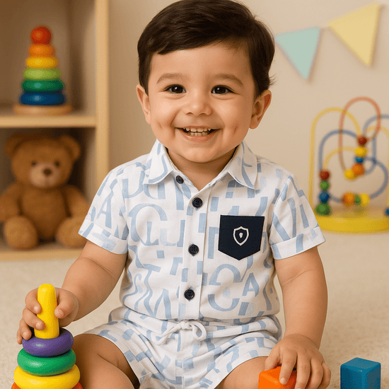 Premium Co-ord Set For Babies | Alphabetical Print | Soft & Breathable