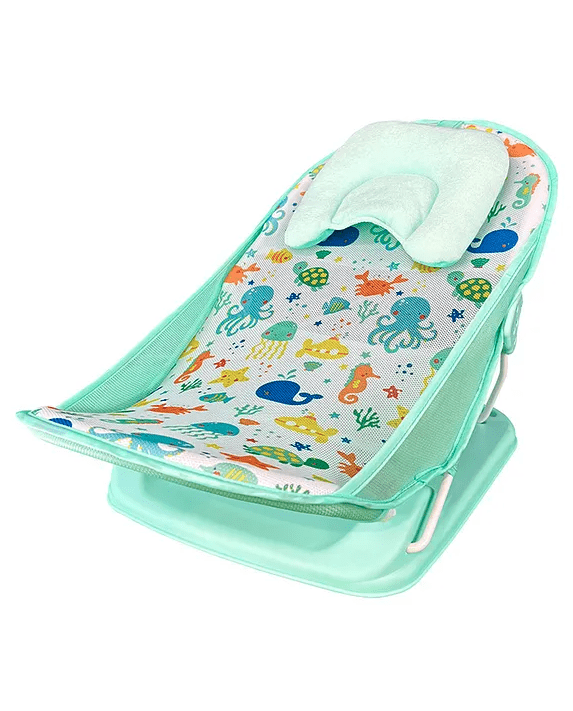 Anti Slip Baby Bather in Aqua Marine Print