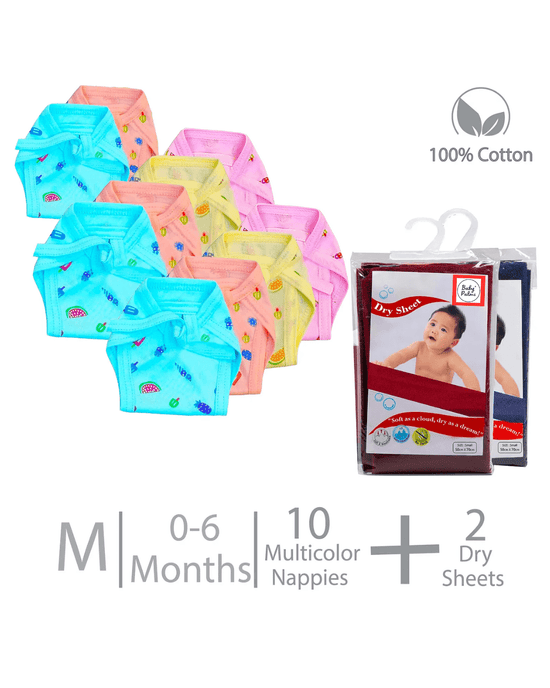NewBorn Diapers & Dry Sheet Combo | Pack of 12 | 0-6M