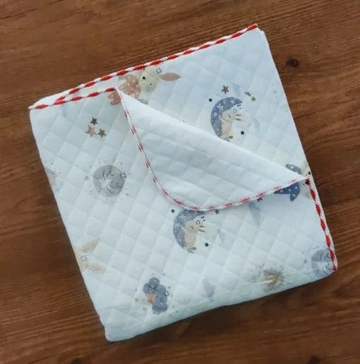 Soft Cotton Baby Blanket – Grey Rabbit Print Design