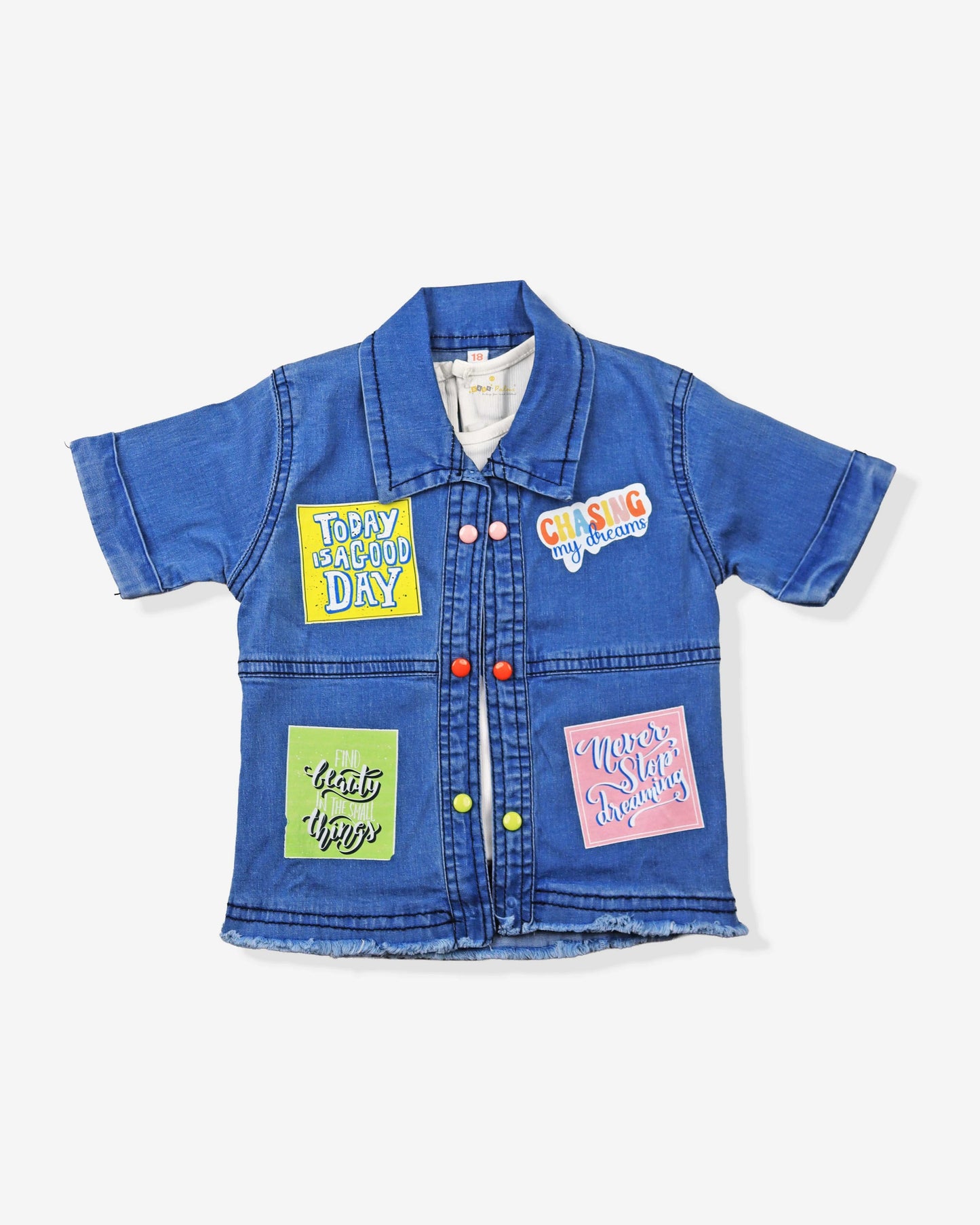 Clothing Sets For Girls | Denim Shirt & Capri With White Tshirt