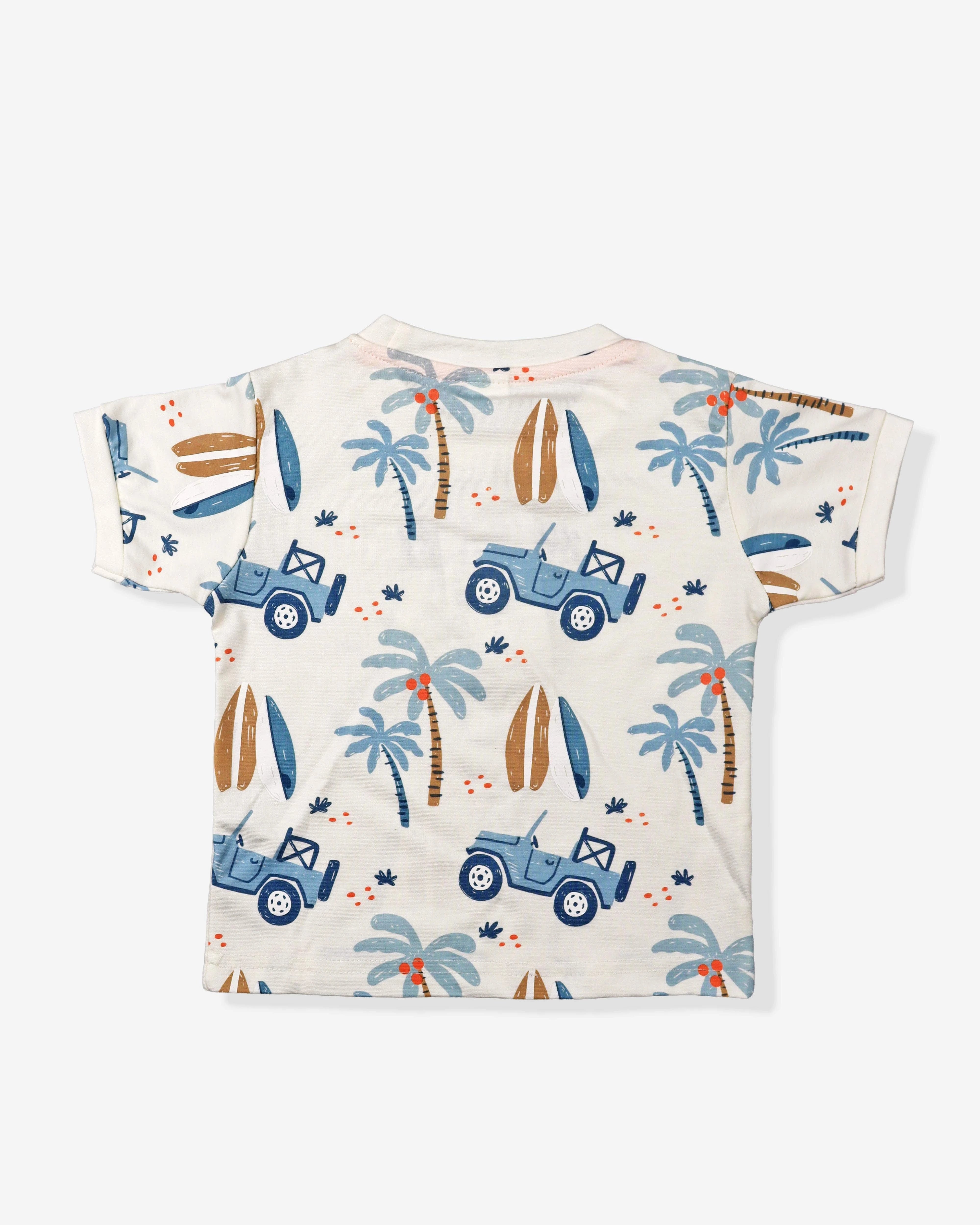 Printed Clothing Set for Boys With Solid Shorts