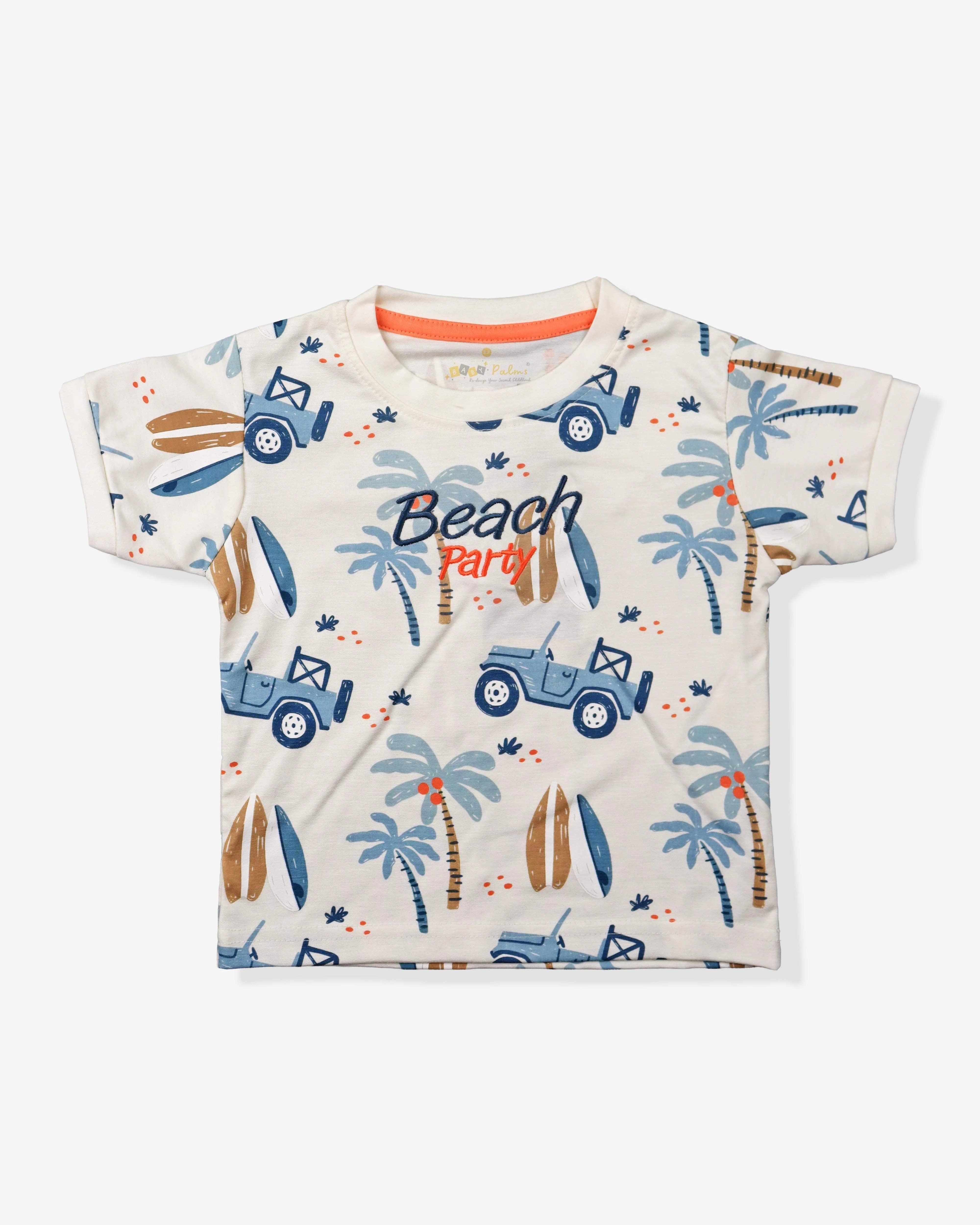 Printed Clothing Set for Boys With Solid Shorts