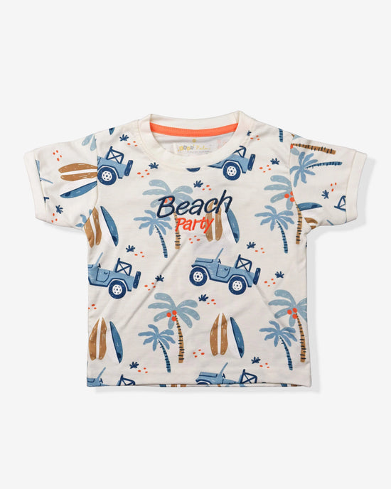 Printed Clothing Set for Boys With Solid Shorts