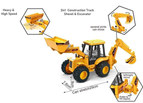 2 In 1 Bulldozer And Excavator Construction Toy For Kids
