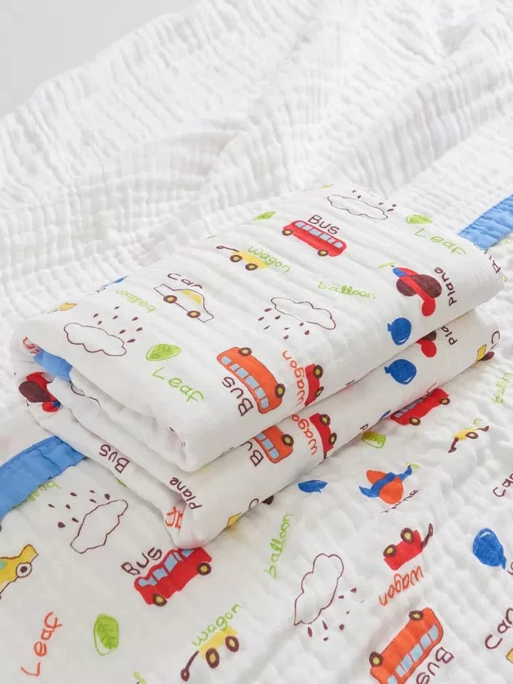 6 Layers Muslin Dohar For Newborn baby | 100% Cotton | Blue