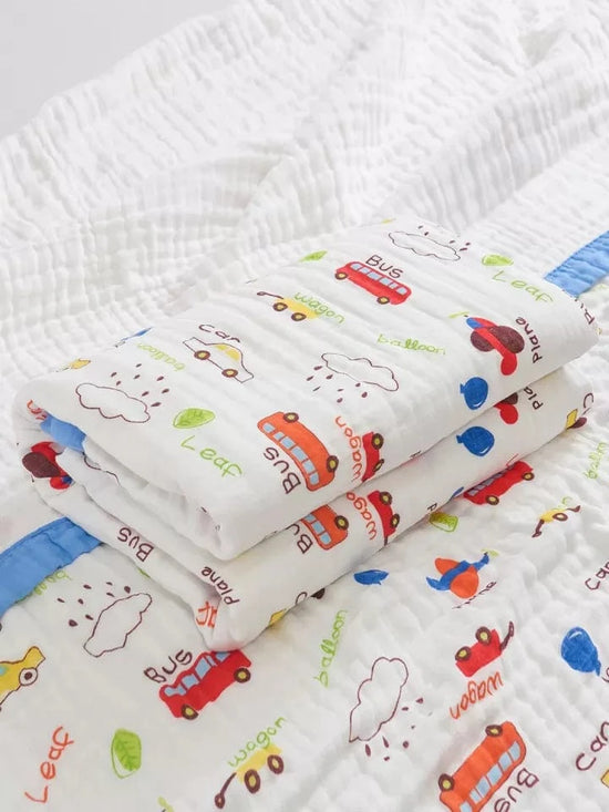 6 Layers Muslin Dohar For Newborn baby | 100% Cotton | Blue