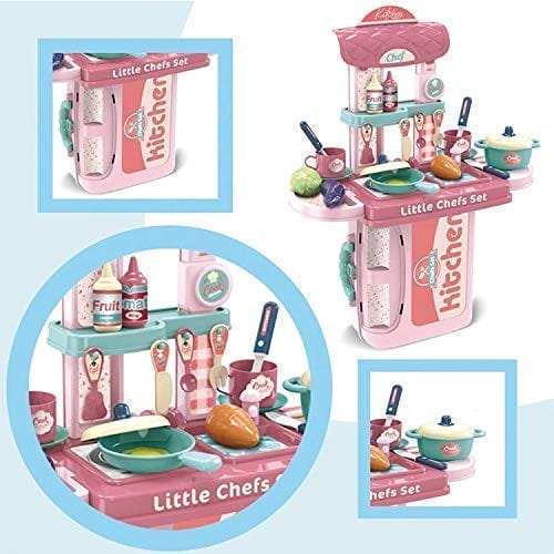 3 in 1 Portable Pretend Food Party Role Cooking Kitchen Play Set Toy For Kids