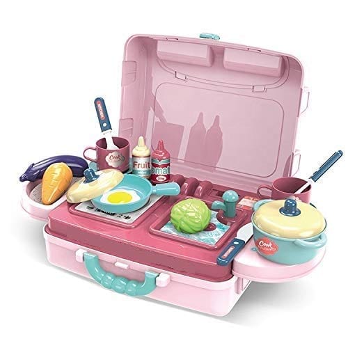 3 in 1 Portable Pretend Food Party Role Cooking Kitchen Play Set Toy For Kids