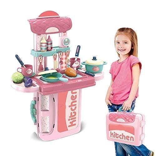 3 in 1 Portable Pretend Food Party Role Cooking Kitchen Play Set Toy For Kids