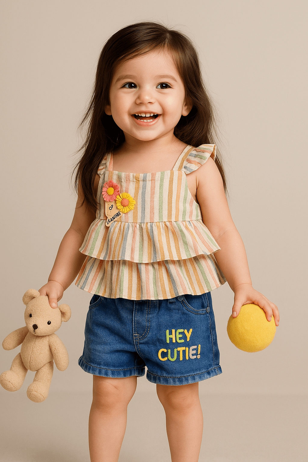 Multicolored Stripped Clothing Set For Baby Girl | Sleveless