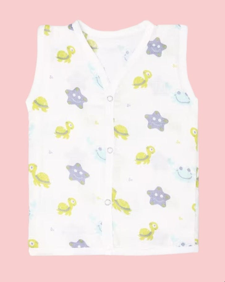 Sleveless Muslin Jhablas For NewBorn Babies | Unisex | Pack of 4 | White