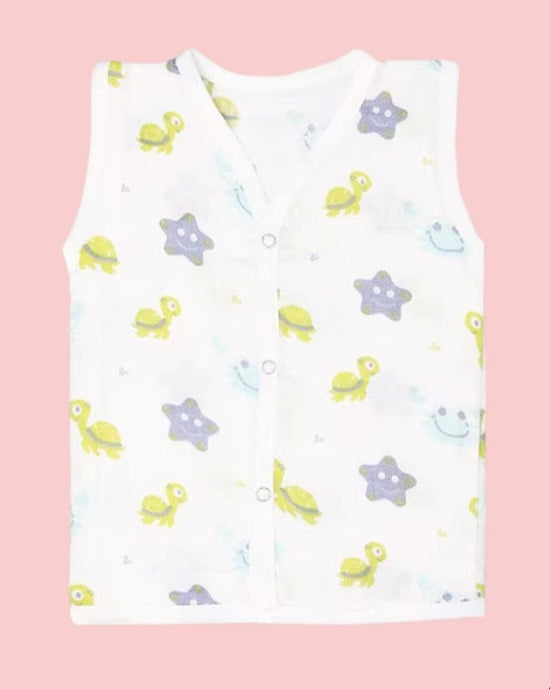 Sleveless Muslin Jhablas For NewBorn Babies | Unisex | Pack of 4 | White