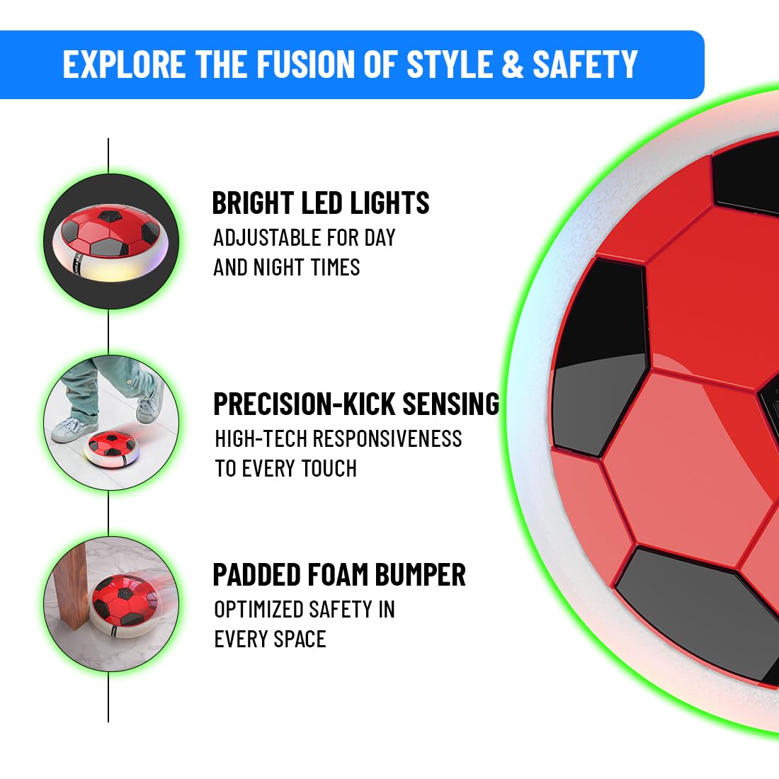 Hover Football Rechargeable Toy – Indoor Soccer Ball with LED Lights for Kids