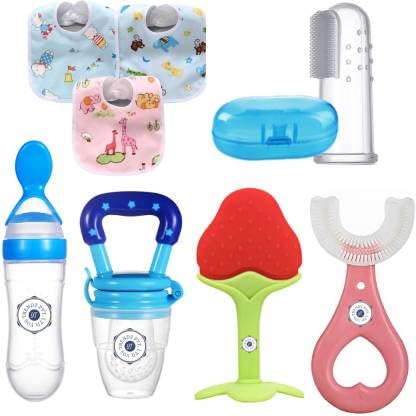 Baby Teether & Feeding Combo | 8-Piece Multicolor Set