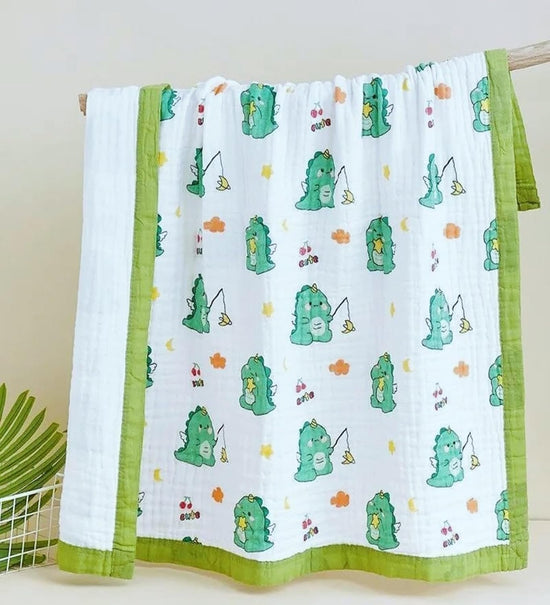 6 Layers Muslin Dohar For Newborn baby | 100% Cotton | Blue