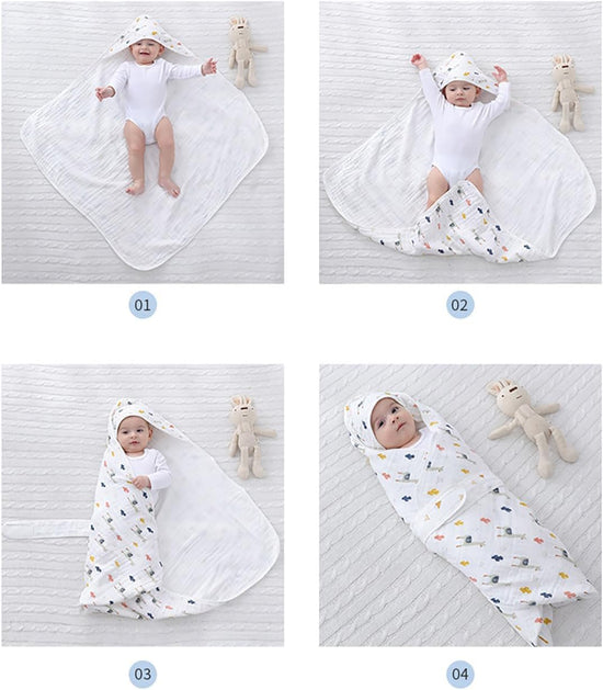 Newborn Hooded Quilted Envelope Wrap | Ultra-Soft & Warm by BabyPlams | Random Design