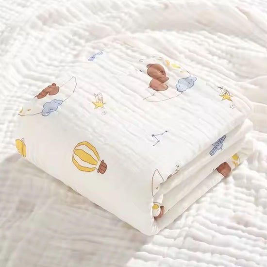 6 Layers Muslin Dohar For Newborn baby | 100% Cotton | Blue