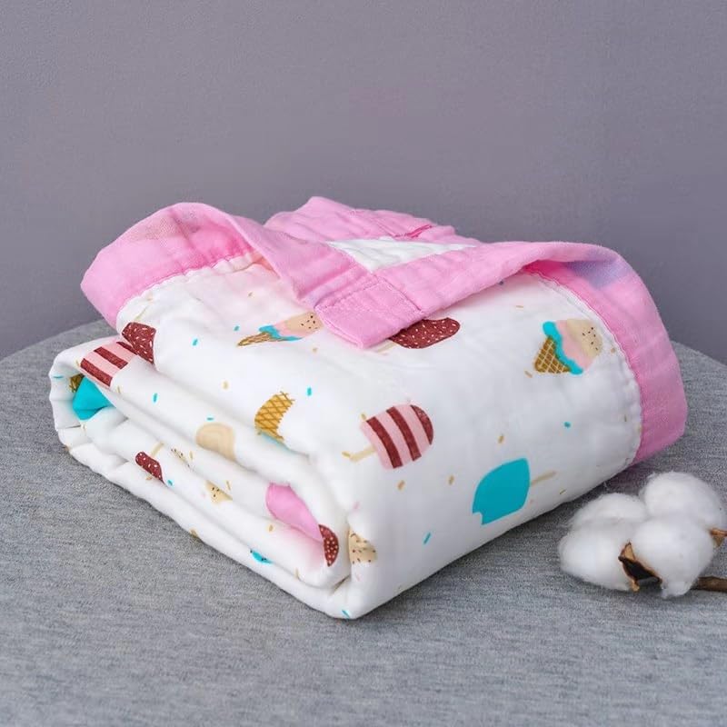 6 Layers Muslin Dohar For Newborn baby | 100% Cotton | Blue