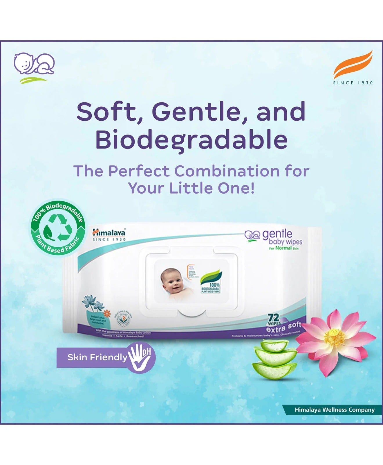 Himalaya Herbal Gentle Baby Wipes | 72 Pieces
