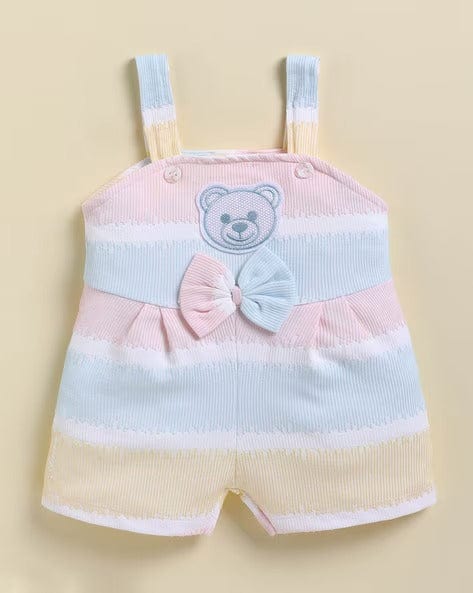 Multicolor Striped Girls Dungaree